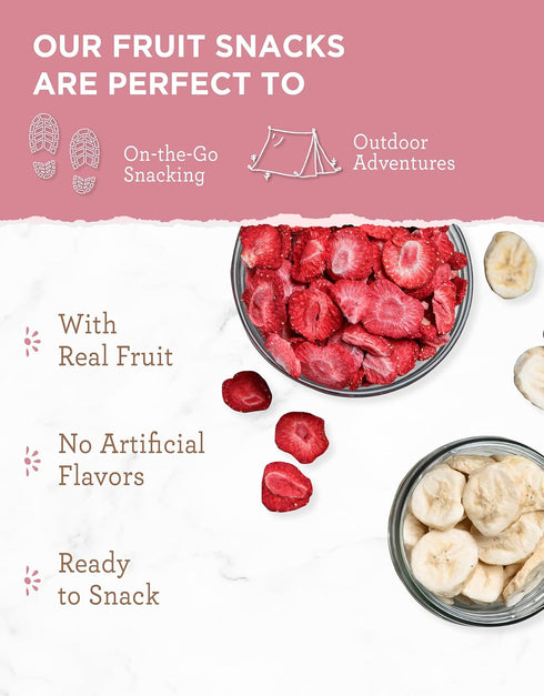 Pack 1, READYWISE - Simple Kitchen, Freeze-Dried Strawberries & Bananas, of Vegetarian, Gluten Free, Snacks