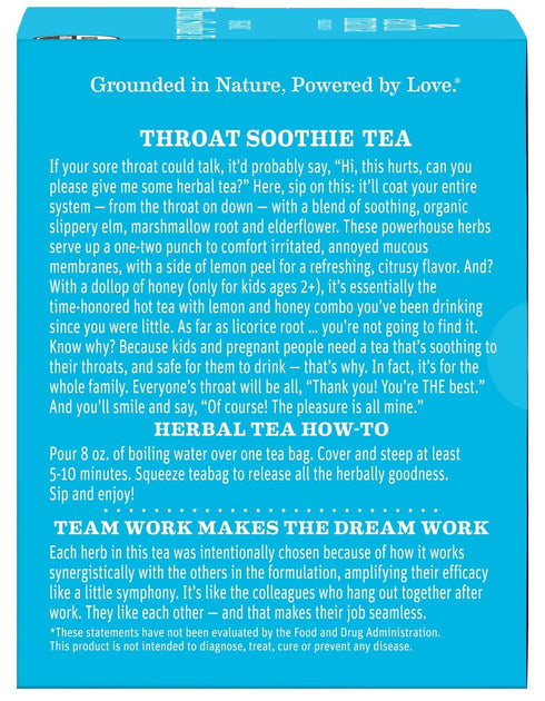 Throat Soothie Tea with Elderflower for Immune Support - 16-Count, Safe for Kids & During Pregnancy
