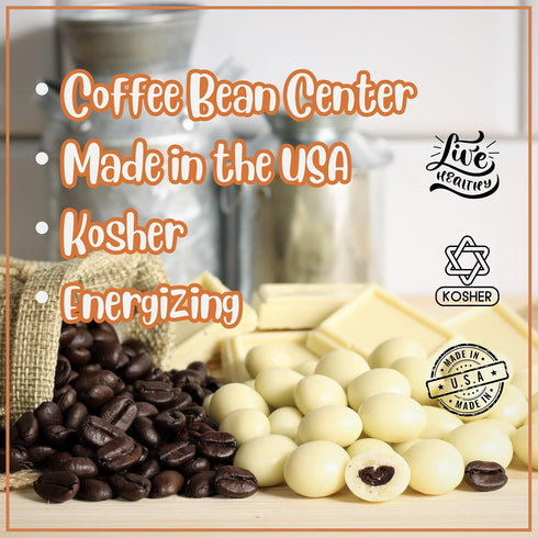 3 Lbs White Chocolate Covered Espresso Beans - by It's Delish, Bulk | Coffee Lovers Snack | Gourmet Chocolates Candy
