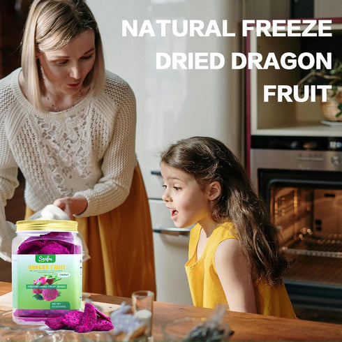 150G/5.3OZ Frozen 100% Freeze Dried Dragon Fruit Chunks, Freeze Dried Fruit, Dragon Fruit, No Sugar Added, Natural