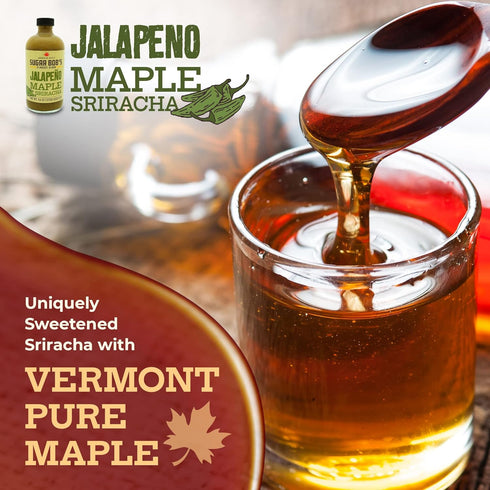 Sugar Bob’s Finest Kind Jalapeno Maple Sriracha Hot Sauce, 9.6 oz Garlic Sriracha Sauce with Fresh Jalapeno