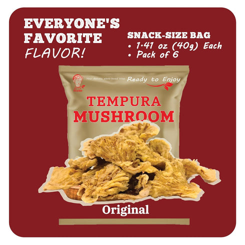1.41oz (6 Pack) BITETUOSO Tempura Mushroom Chips, Tempura-Style Mushroom Snack, Ready-to-Eat Crispy Oyster Mushrooms