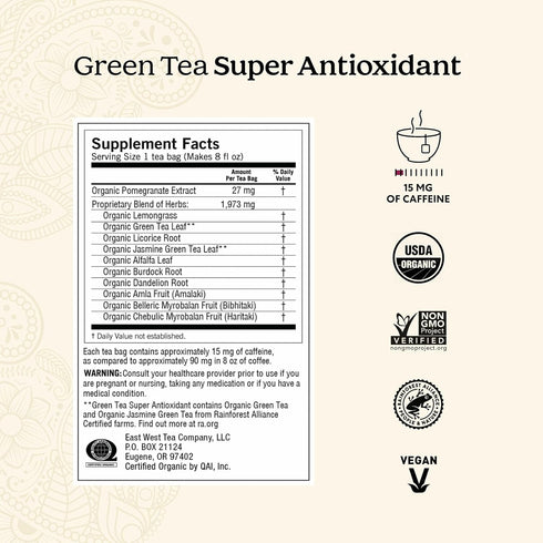 (6 Pack) 96 Yogi Tea - Green Tea Super Antioxidant - Organic Green Tea Blend to Support Overall Health - Tea Bags