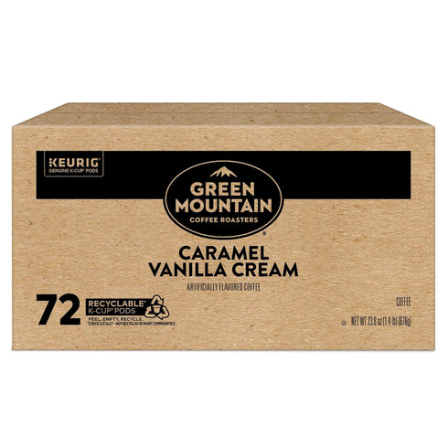 72 Count Green Mountain Coffee Roasters Caramel Vanilla Cream Keurig Single-Serve K-Cup pods, Light Roast Coffee