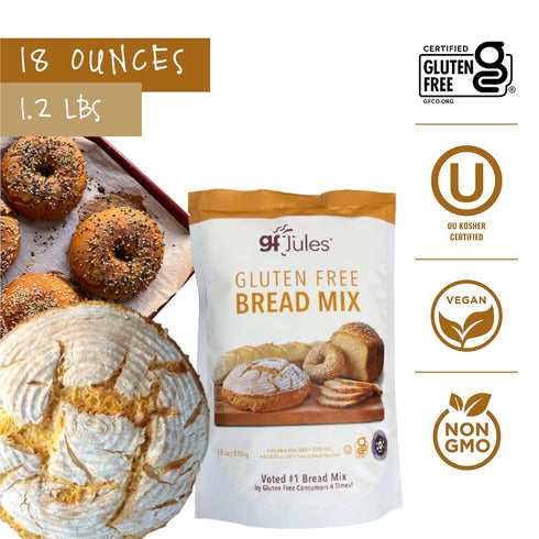 9 18 gfJules Certified Gluten Free Bread Baking Mix | Loaf, Baguettes, Bagels, Focaccia and more | No Grit, Non-GMO