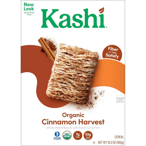 16.3oz (1 Kashi Cold Breakfast Cereal, Vegan, Organic Fiber Cereal, Cinnamon Harvest, Box Box)
