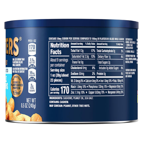 (8.5 oz Planters Lightly Salted Whole Cashews Canister)