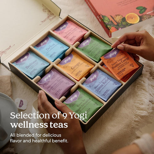(45 9 9 Yogi Organic Tea Sampler Gift Box Tea Bags) Assorted Delicious Wellness Blends - Favorite Herbal, Green & Black