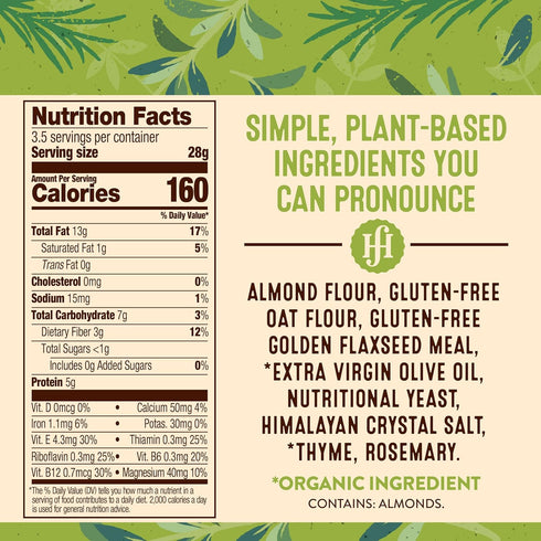 Healing Home Foods 3.5oz (6Pack) Garden Herb Gluten-Free Crackers with Almond Flour, Rosemary & Thyme, Healthy Vegan