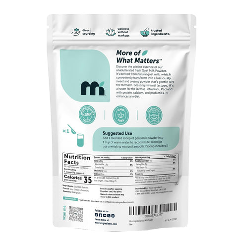 2 lb (907 Micro Ingredients Goat Milk Powder g) | Single Ingredient Powdered Goat Milk | Smooth & Creamy for Coffee