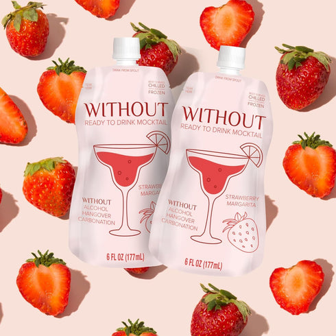 WITHOUT READY TO DRINK MOCKTAIL Frozen WITHOUT Ready To Drink Strawberry Margarita Mocktail, Zero Proof, Non-Alcoholic