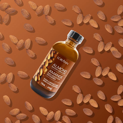 4 oz LorAnn Almond Bakery Emulsion, - Intense Almond Flavor Extract for Baking, Cookies, Bars, Frosting, Ice Cream