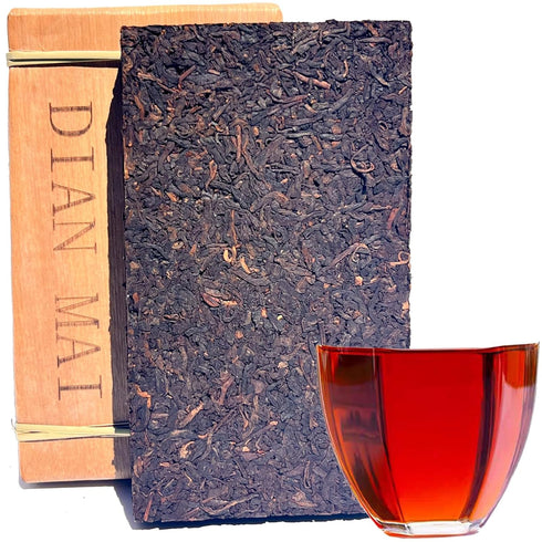 DIAN MAI HAO Yunnan Pu'er Tea Brick - Fermented Black Tea Since 2009, Organic Pu-erh
