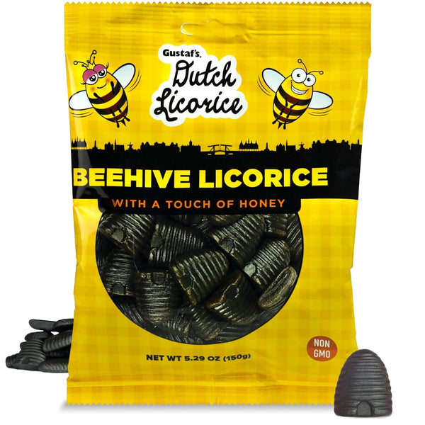 Gustaf's Beehive Dutch Licorice Drops, 5.2oz Bag, Sweet Honey Black Licorice Candy from Netherlands