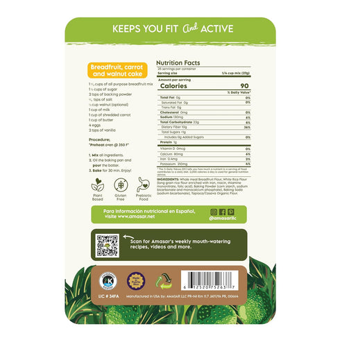 9g 24 Oz Amasar | All-Purpose Breadfruit Baking Mix | Gluten Free Made with Breadfruit & Cassava Flour | Plant Based