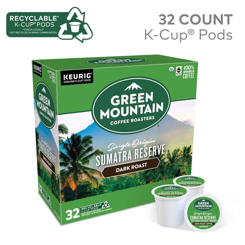 32 Count Green Mountain Coffee Roasters Sumatra Reserve Coffee, Keurig Single-Serve K-Cup pods, Dark Roast