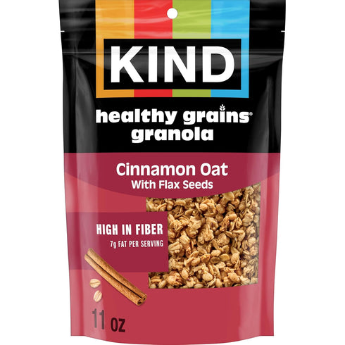 Kind Healthy Grains Granola, Cinnamon Oat Clusters with Flax Seeds, Gluten Free,