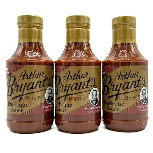 (18 Oz, Pack 3) Arthur Bryants BBQ Sauce (Rich & Spicy) BBQ Sauce Natural Spicy Flavor Zesty & Bold Barbecue Flavor