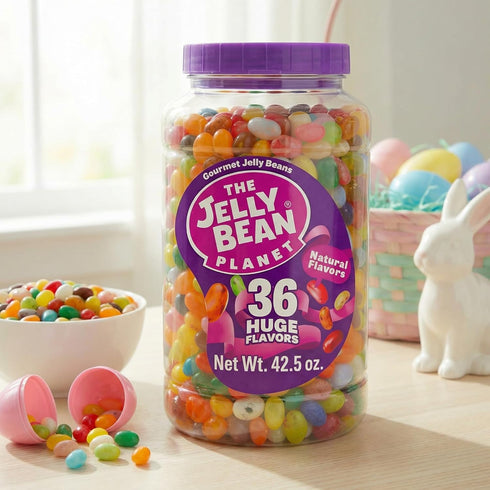 42.5 Oz 36 The Jelly Bean Planet, Gourmet Jelly Beans Bulk Jar - Natural Fruit Flavors, Kosher Candy, Plant Based