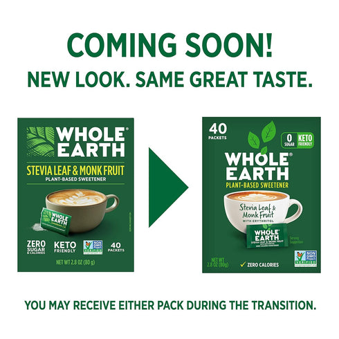 Whole Earth Sweetener Co. NATURE SWEET Stevia & Monk Fruit Sweetener, 40-Count Sugar Substitute