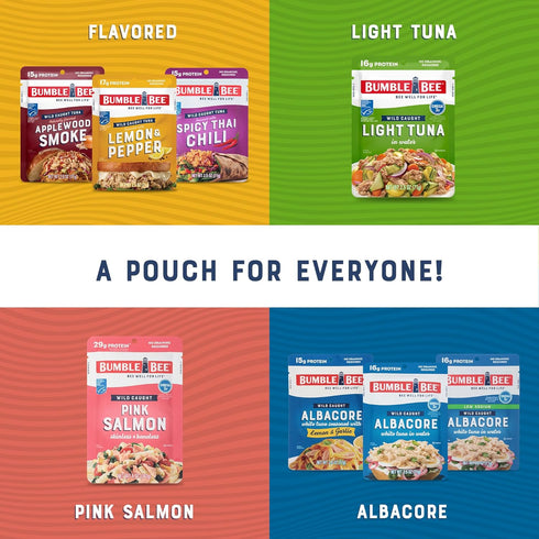 2.5 oz (Pack 12) Packet 15g Bumble Bee Sun-Dried Tomato & Basil Seasoned Tuna, Pouches of - Ready to Eat - Wild Caught