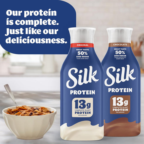 13g 48 oz Silk Protein Complete Plant Protein Milk, Original, Dairy Free, Lactose Free Plant Based Milk with Protein
