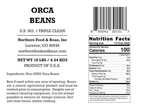 10 High Plains Ying Yang Orca Beans | Pound Bag | Farm-fresh Orca Beans | Quality Calypso Beans | Non-GMO Verified |