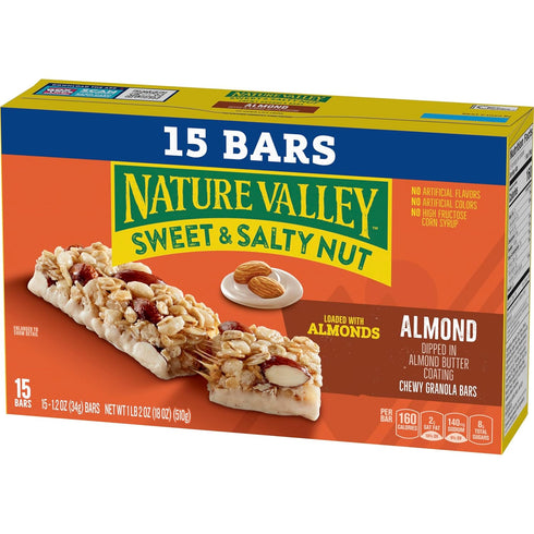 15 18 oz Nature Valley Sweet and Salty Nut Granola Bars, Dark Chocolate Peanut Almond, Bars