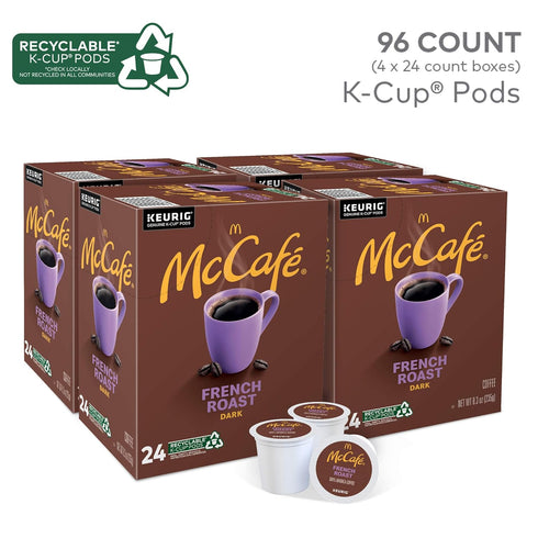 96 Count (4 Packs 24) McCafe French Roast, Single Serve Coffee Keurig K-Cup Pods, Dark Roast