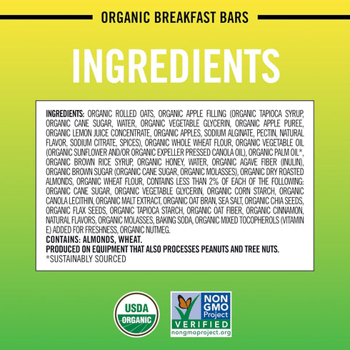 5 Count Dave's Killer Bread Apple Cinnamon Crisp Naturally Flavored Organic Breakfast Bars