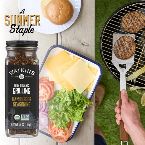 Watkins Organic Grilling Hamburger Seasoning - Non-GMO, Kosher, 3.6 Oz, 1-Pack