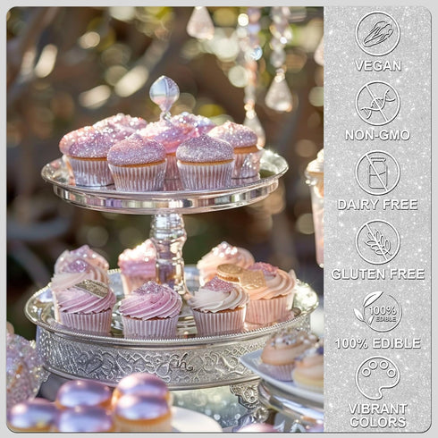 Silver Edible Glitter - 5g Food Grade Cake Decorating Shimmering Glitter for Cakes and Treats