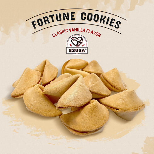 52USA 50 Count 8oz, Fortune Cookies Individually Wrapped Bulk, Vanilla Flavor Crisp Funny Misfortune Cookies Premium