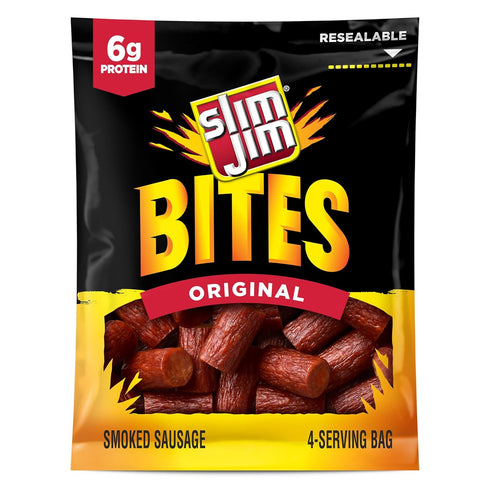 Slim Jim Bites, Original Bite-Sized Smoked Sausage Snacks, 3.75 oz