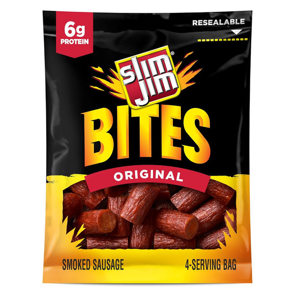 Slim Jim Bites, Original Bite-Sized Smoked Sausage Snacks, 3.75 oz