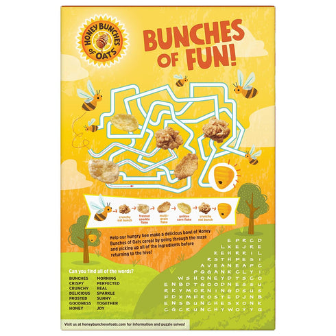 12 oz Honey Bunches of Oats Honey Roasted Breakfast Cereal with Oats and Granola Clusters, Low Fat made with Whole