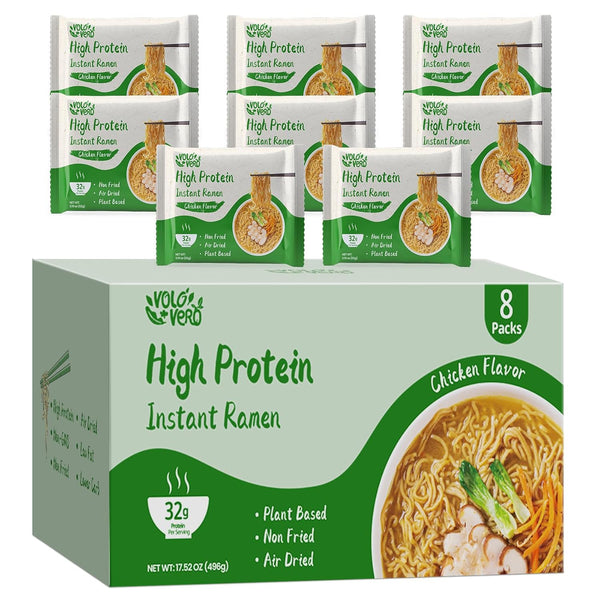 VOLO VERO High Protein (32g) Instant Ramen Noodles Soup Chicken Flavor, 8