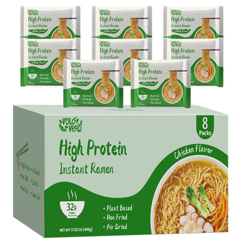 (32g) 18 Packs, VOLO VERO High Protein Ramen, Konjac Rice, Vegan, Plant-Based, Non-Fried, Low Carb, Low Fat, Egg-Free