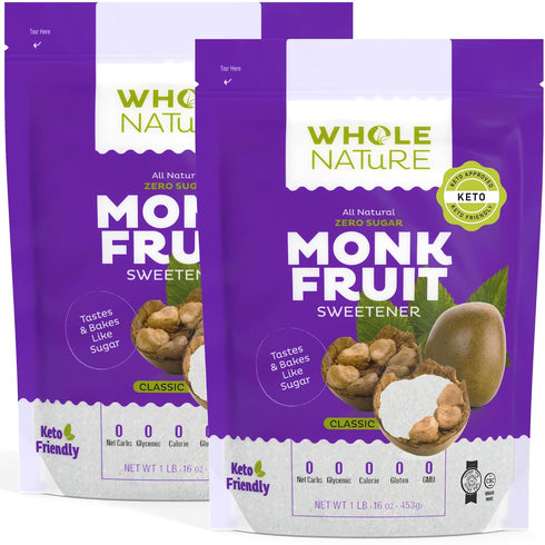 100% 2lb Whole Nature Monk Fruit Sweetener With Erythritol Granulated - Pure Monkfruit Sweetener With Erythritol
