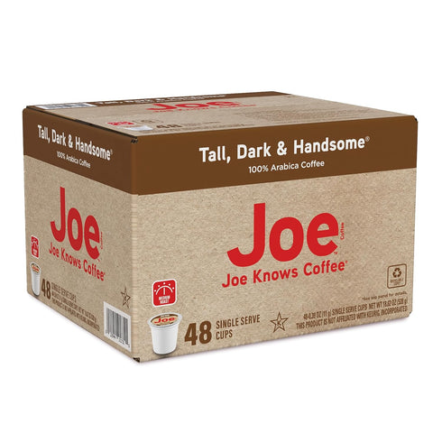 48 Count Joe Knows Coffee Single Serve Cups Pods and Capsules, Tall Dark and Handsome