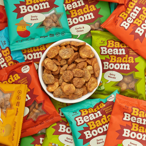 Bada Bean Bada Boom Crunchy Roasted Broad Bean Snacks (Fava), High Protein, Vegan, Gluten-free - 110 Calorie Packs