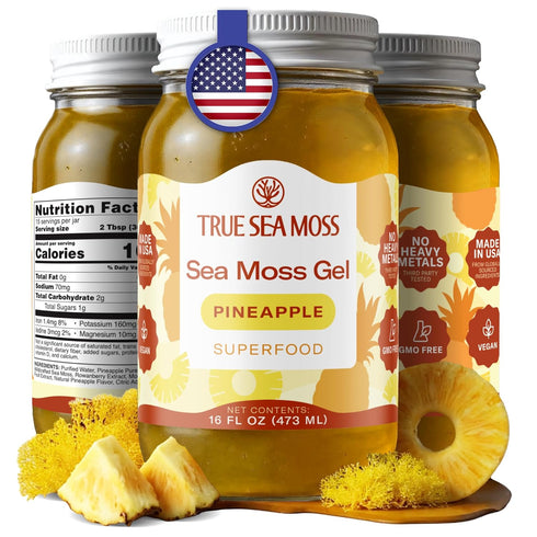TrueSeaMoss Sea Moss Gel Made in USA Wildcrafted Seamoss, Fruits & Jarred