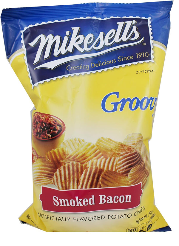 Mikesells Smoked Bacon Groovy Potato Chips 9.5 Ounce Bag