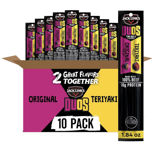Jack Link's DUOs Beef Jerky Meat Snack Sticks with 10g Protein Original