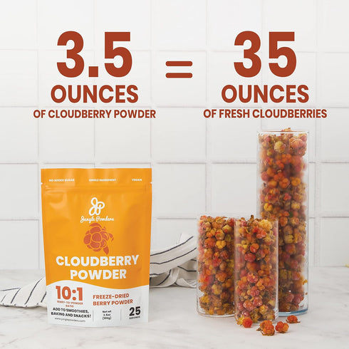 3.5 Jungle Powders Wild Cloudberry Powder for Smoothies Baking Jam Ounce Bag Pure Nordic Freeze Dried Cloudberry