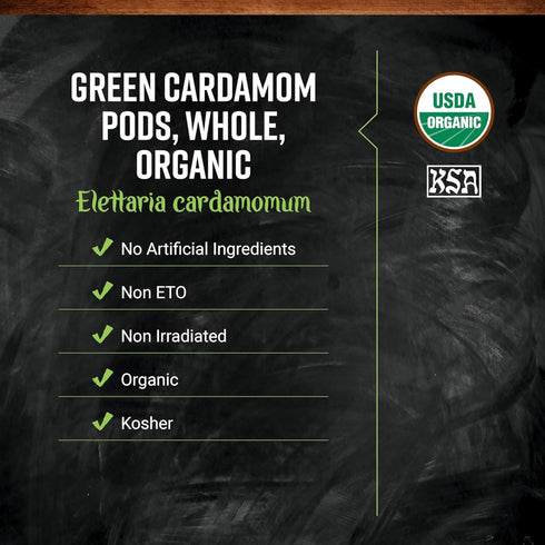 1-Pound, Frontier Co-op Organic Whole Cardamom Pods, Sweet, Warm Taste, Exotic Floral Aroma, Certified Organic & Kosher