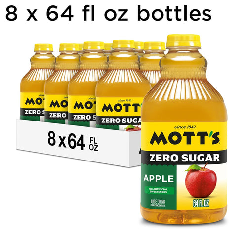 64 oz (Pack 8), Mott's Zero Sugar Apple Juice Drink, fl Bottle of Apple Flavor, Excellent Source of Vitamin C