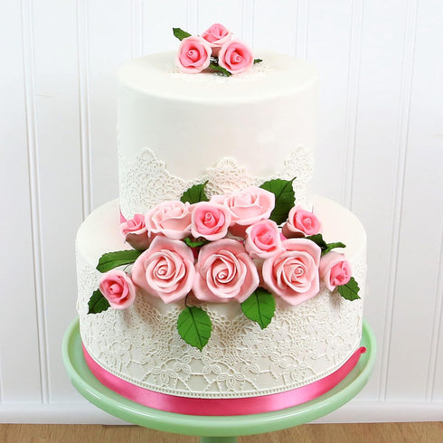 2 Inch, 8 Count Global Sugar Art Peace Rose Sugar Cake Flowers Pink by Chef Alan Tetreault