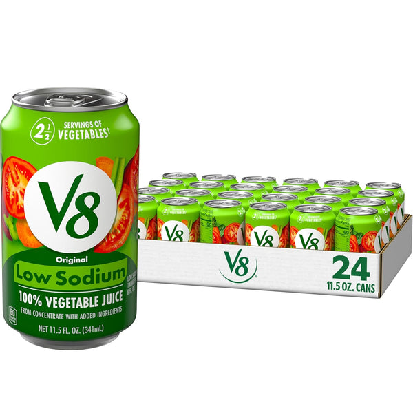 V8 Low Sodium Original 100% Vegetable Juice, 11.5 fl oz Can (24