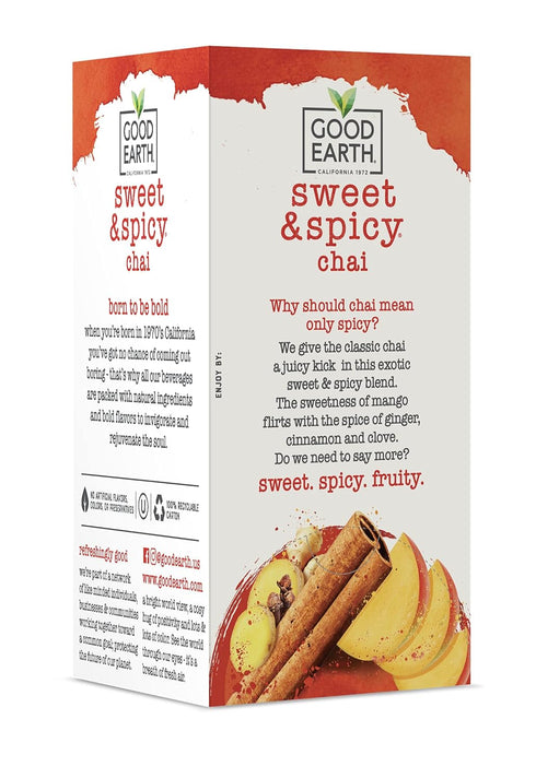 18 (Pack 6) Good Earth Tea Sweet & Spicy Chai Black Tea, Teabags